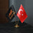 Table Flag | Logo & Turkish Flag Gold Pole