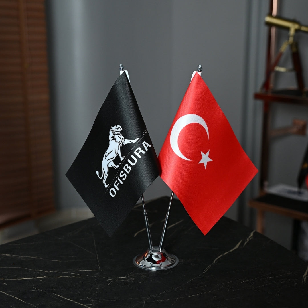 Table Flag | Logo & Turkish Flag Chrome Pole